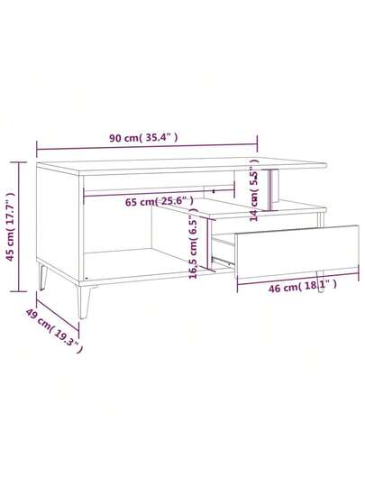 VidaXL Coffee Tafel 90x49x45 Cm Processed Wood Concrete Grijs view 9