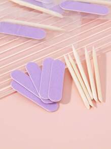 50pcs Mini Nail File And Orange Sticks Set For Press On Nails,Mini Nail File Bulk, Double Sided Nail Files, Wooden Cuticle Pusher Sticks, Manicure Pedicure Cleaner Tools