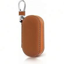 Key Holder Pouch, Retro PU Leather Car Key Holder With Zipper, Key Cases For Men - Brown - View 1