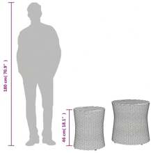 Beige Poly Rattan Garden Side Tables Set Of 2 With Wooden Top For Outdoor Patio Furniture - Beige - View 9