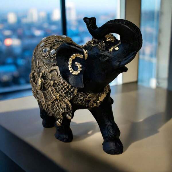 Elefante Da Sorte Fortuna Riqueza Indiano Em Resina Decoração Casa