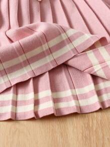 Girl's Knitted Princess Dress, Korean Style - Pink - View 5