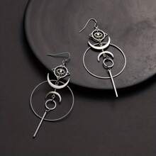 時尚流行男士不銹鋼簡約圈形耳環，適合珠寶禮物和時尚外觀 - 銀色 - 查看 3