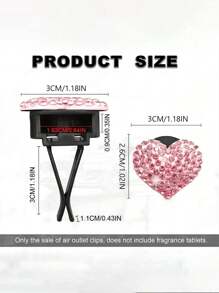 2pcs/Set Rhinestone Heart & Lollipop Shaped Car Air Vent Decoration Clips, No Fragrance - one-size - View 6