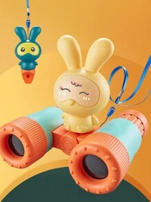 1 Set de Binoculares con diseño de conejo, kit de binoculares y silbato portátiles y divertidos para actividades al aire libre como regalo para niños, niñas, jardín de infantes, con accesorios variados - Multicolor - Ver 2