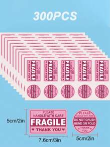 300pcs Fragile Stickers - Handle With Care, Do Not Crush, Fold Or Drop - For Packages, Boxes And Pallets Shipping - Multicolor - View 7