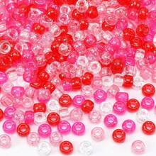 200 piezas Abalorios Pony de la Serie Día de San Valentín de colores mixtos, Abalorios Pony brillantes y transparentes para trenzas, manualidades, pulseras, joyería