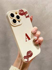 Red Lip Uppercase A Liquid Silicone Mobile Phone Case Full-Body Protection Shockproof Anti-Fall TPU Soft Rubber Case Compatible With IPhone - Multicolor - View 2