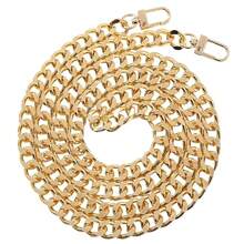 Golden Chain For Purse Handbags, 47" Flat Chain Strap For Crossbody Bag, Replacement Chain Link Strap, With Metal Buckles