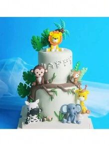 1pc Forest Animal Cake Decorations Baking Dessert Ornaments Soft Clay Cake Decor - Multicolor - View 2