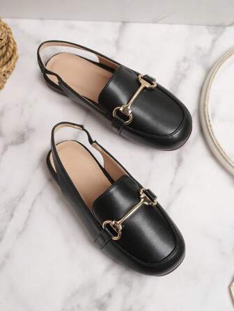 1 Pair Girls' PU Soft Bottom Anti-Slip Closed Toe Flat Princess Sandals, Suitable For Summer