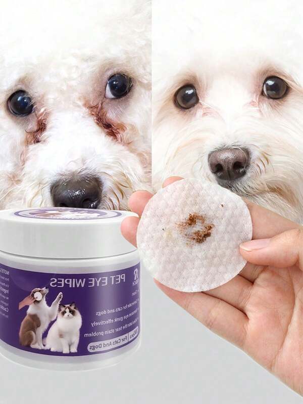 Paquete de 100 toallitas para ojos de mascotas - Elimina suavemente las manchas de lágrimas, residuos, secreción de los ojos de mascotas. Toallitas para ojos, orejas y dientes de perros y gatos. Productos de cuidado y limpieza esenciales para mascotas.