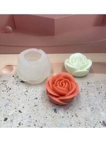 1 件 3D 玫瑰花形硅胶蜡烛模具，DIY 情人节蜡烛，玫瑰装饰冰模 - 白色 - 查看 9