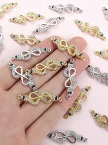 10 件欧美流行无限符号设计水钻镶嵌蛇形连接器男女个性珠宝配饰创意朋克风格手链项链脚链等链饰 DIY 链饰吊坠