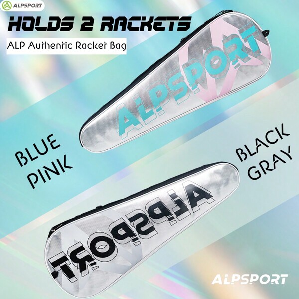 ALPSPORT PVC grau/pink schillernde Badmintonschläger-Tasche mit Schultergurt, leicht, wassergeschützt, haltbar, hält 2 Badmintonschläger, Outdoor-Sport Zubehör