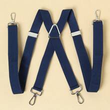 1pc Solid-Color Elastic Men's Suspenders, Adjustable Length, 4 Hooks, Suitable For All Seasons Autumn-Winter Accessories Halloween Costume,Suitable For Teens, Youth,Men,Casual, Outdoor, Athletic, Vacation, Graduation Gifts, Birthday, Daily Wear