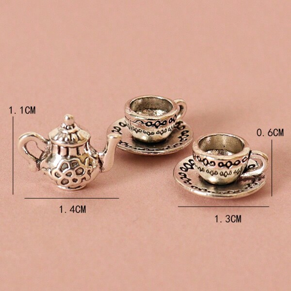 Set de tazas de té en miniatura, juego de té vintage para casa de muñecas, tazas de té pequeñas, accesorios de cafetería y cocina para casa de muñecas, props para fotografía