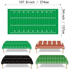 1/3 Manteles de fiesta de fútbol con temática deportiva, decoración de fiesta de rugby americano, mantel desechable de plástico para mesa de día de juego, suministros para fiesta de "tailgate" - 54x108 pulgadas - Multicolor - Ver 3