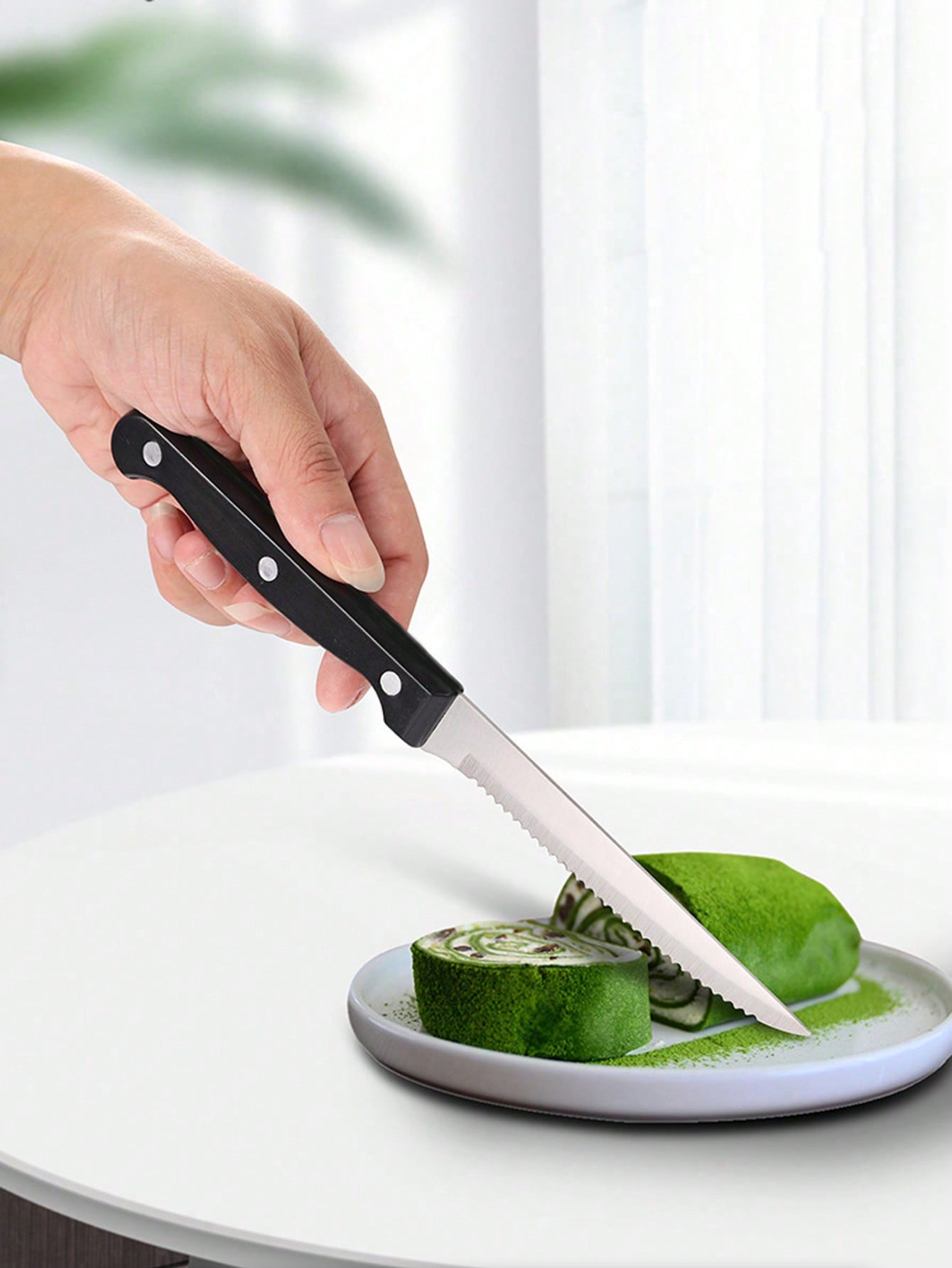 6 قطع من سكاكين قطع اللحوم المسننة من الفولاذ المق...