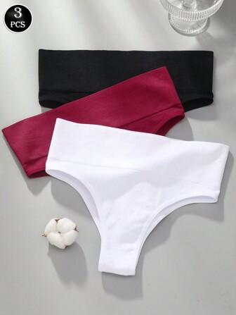 VKME 3 st/set Sömlös Hög Midja Trosor Underkläder