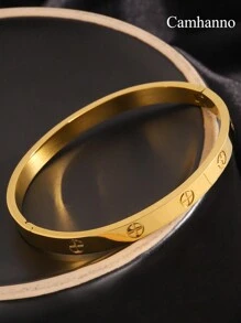 Camhanno 1PC Fresh And Simple Style Stainless Steel Bracelet, Suitable For Daily Wear, Birthday Party Jewelry, Christmas And Valentine's Day Gifts