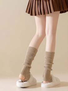 1pair Thickened Leg Warmers Knitted Long Tube Leg Warmers, Warm Stockings, For Women,School