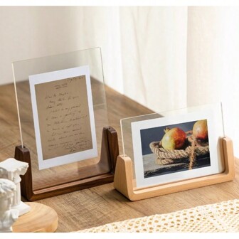 1 JUEGO Marco de fotos en forma de U de madera maciza para escritorio de oficina, marco de fotos de madera para fotografías de niños