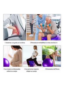 Pelota Fitness De Ejercicio Para Yoga Pilates 65cm Con Bomba - Morado - Ver 5