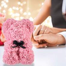 Mother's Day Rose Bear - Rose Teddy Bear Gift For Mom10 Inch Teddy Flower Bear - Over Artificial Flowers - Valentine's Day, Anniversary & Bridal Showers Clear Gift For Women Gifts Birthday Graduation