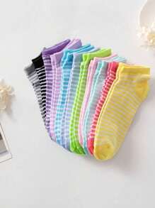 1/10/20/30Pairs Multi-Pack Herfst/Winter Dames Korte Sokken, Snoepkleuren Effen Hart & Polka Dot Patroon, Vochtafvoerend & Geurbestendig Crew Sokken [Willekeurige Kleuren Assortiment]