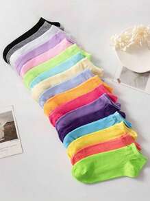 1/10/20/30Pairs Multi-Pack Herfst/Winter Dames Korte Sokken, Snoepkleuren Effen Hart & Polka Dot Patroon, Vochtafvoerend & Geurbestendig Crew Sokken [Willekeurige Kleuren Assortiment]