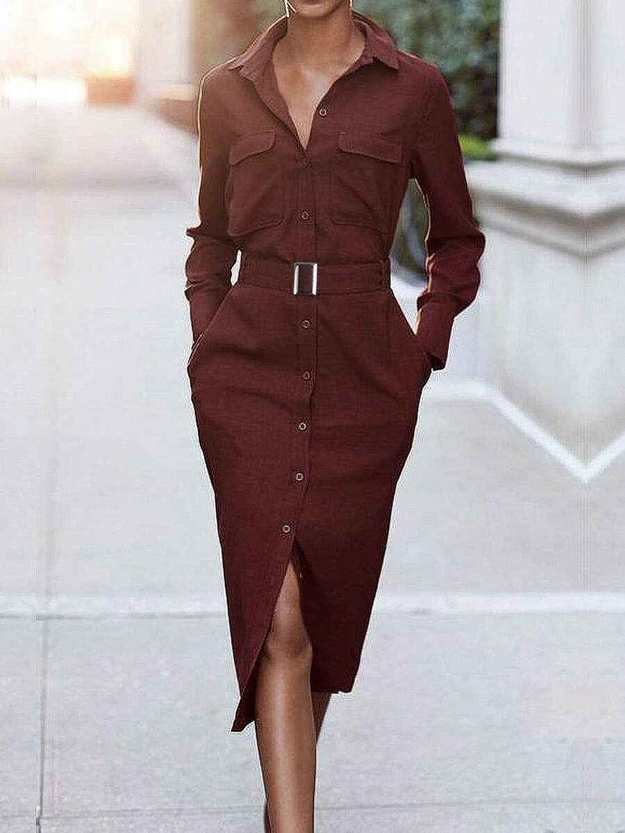 纯色修身优雅职业装，简约时尚，休闲日常穿着