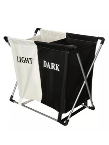 Mimo Style Black/White Double Foldable Laundry Basket