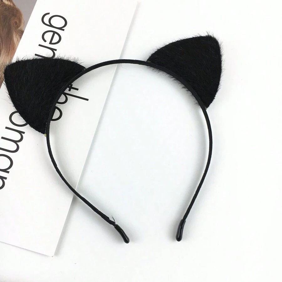 1pc Solid Color Cute Elegant Chic Polyester Fiber Party/Street Vintage Rabbit Ears Headband,Suitable For All Seasons Including Easter Halloween