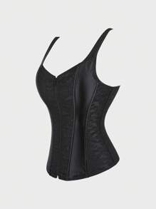 Corsets For Women Overbust Bustiers  Shoulder Strap Corset Top Pirate Renaissance Corset Vest - 黑色 - 查看 5