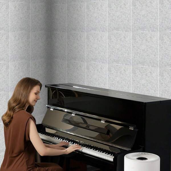 CNCEST CNCEST Paneles Acústicos Autoadhesivos, 18 Piezas Amortiguadores Acústicos de Alta Densidad, Aislamiento Acústico de Pared, Esteras de Espuma Acústica, Paneles Acústicos para Techos, Puertas y Tratamiento Acústico, 30 x 30 x 0,9 cm (Azul/Rojo/Gris Oscuro/Blanco/Negro) /Gris Plata)