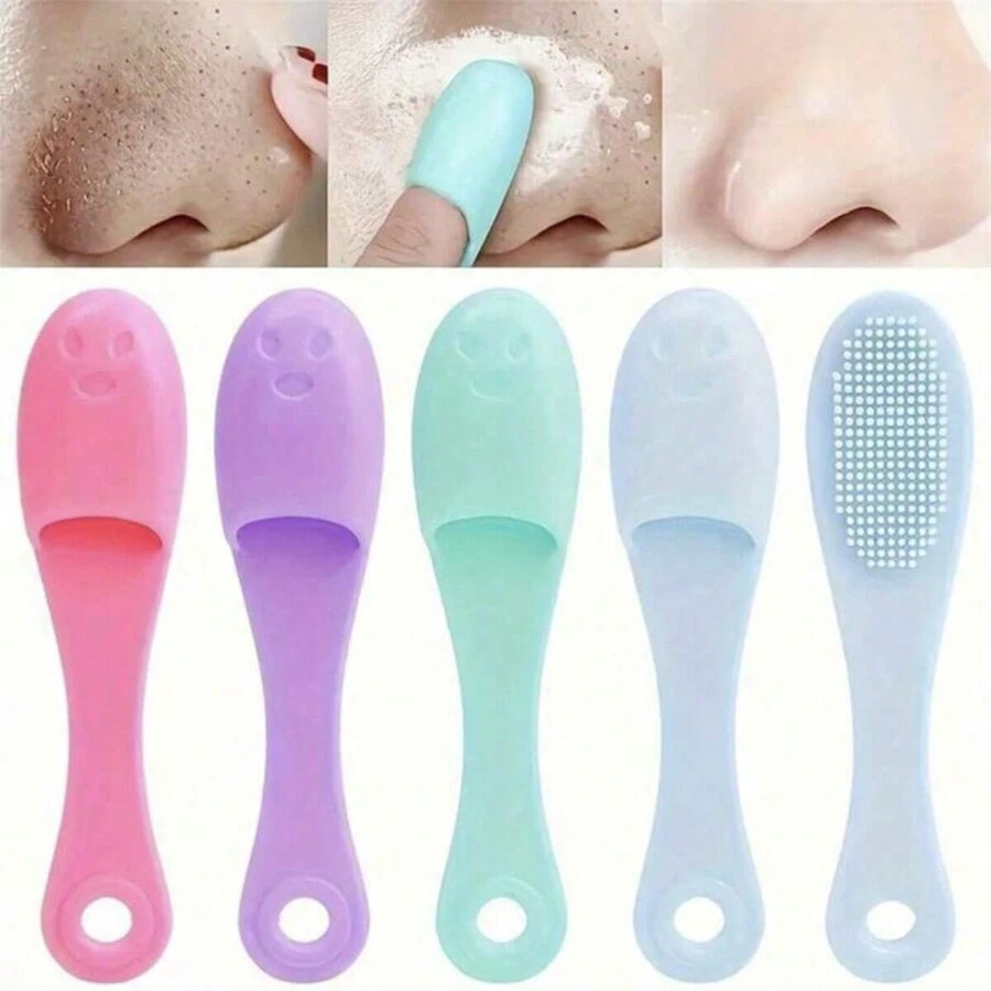 1pc Silicone Nose Pore Cleansing Brush - Soft Hair Facial Cleansing Brush For Removing Blackheads Face Clean,Facial Brush,Bag,Organizer,Storage - Multicolor - View 1