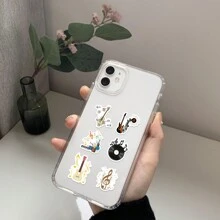 500张音乐主题贴纸卷，10种款式，音乐美学派对礼品，音乐爱好者贴纸，防水乙烯基贴纸（每卷500张） - 彩色 - 查看 7