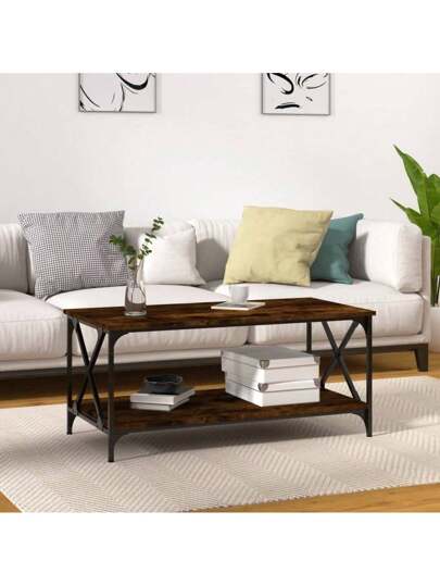 VidaXL Coffee Tafel 100x50x45 Cm Processed Wood Iron Smoked Oak