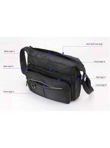 Large Capacity Crossbody Bag Waterproof Messenger Bag Nylon Men's Shoulder Bag - Grey - View 8