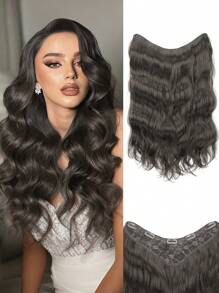 Extensions de cheveux avec clips, vague longue avec 5 clips de sécurité, 22 pouces, extensions de cheveux avec clips en forme de V en fibre synthétique ondulé, pour 1 pièce usage quotidien des femmes