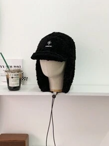 Gorro de trampero de piel sintética acolchada de colores contrastantes, cálido, con orejeras, unisex para parejas, adecuado para invierno, ciclismo, esquí, snowboard, otoño/invierno