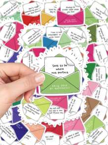 50pcs Daily Dose Of Happiness Sticker Aesthetic Cartoon Letter Decals For Kids Waterbottle Laptop Luggage Scrapbook Stationery Phone Fridge Waterproof Diy Decoration Sticker - Multicolor - View 3