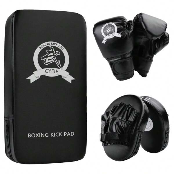 3-In-1 Boxing Equipment Punching Gloves Mitts Kick Pack Set For Karate Mitts Pad For Beginners ​Arm Pad For Youth Boxing Gloves For Muay Thai, Taekwondo, MMA Training