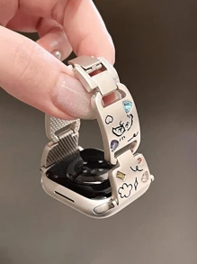Nuovo cinturino per orologio in metallo con motivo a cucciolo compatibile con Apple Watch da 38mm/40mm/41mm/42mm/44mm/45mm/46mm/49mm, compatibile con le serie Apple Watch Ultra/SE/10/9/8/7/6/5/4/3/2/1