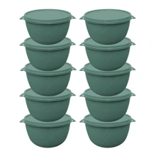 Kit 10 Potes Redondos 1000ml BPA Free com Tampa Organizador de Alimentos para Cozinha - Verde Militar - Visão 3