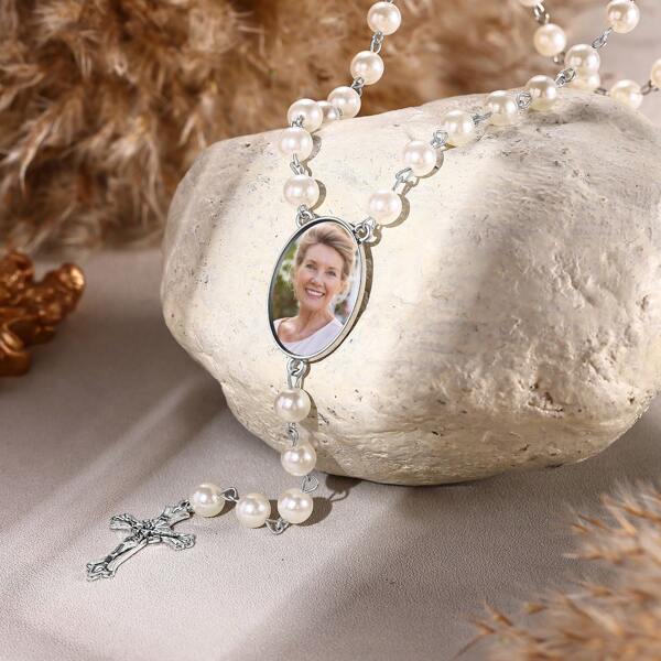 1pc Personalized Beads Cross Necklace With Photo Memorial Gift For Women,Custom Photo Beads Necklace, Personalized Cross Memorial Gift, Unique Keepsake Necklace For Women,Family Gift For Christmas, Valentine's Day, Halloween, Father's Day, Mother's Day,Gold,Silver,Stylish,Colorful,Vintage,Simple,Unisex,Casual,Cuties,Custom,Personalized,Unique,Ideal Gifts For Him,Ideal Gifts For Her,Her,Boyfriend,Girlfriend,Dad,Mom,Family,Friends,For Anniversaries,For Birthdays,For Graduation,For Prom,For Party,Jewelry & Watches,Chic Autumn, Utilitarian Chic, Delicate Romance, Look Glamour