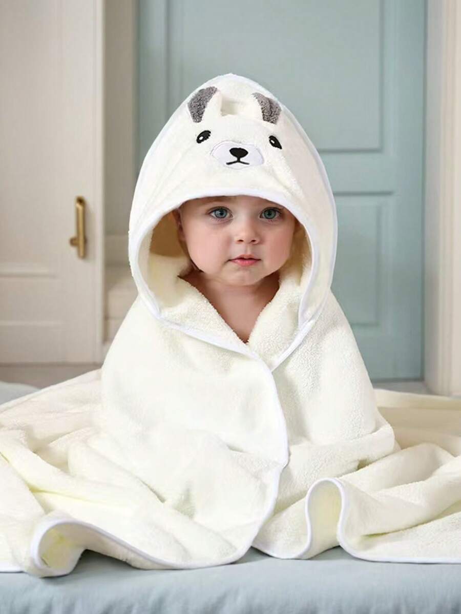 1 pieza Toalla de baño con capucha para bebés con diseño adorable de animales de felpa coral, bata absorbente y de secado rápido suave para recién nacidos, toalla de baño/natación 2 en 1