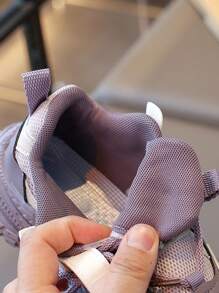 Kids' Fashionable Casual Sports Shoes, Student Running Shoes, Campus Sports Chunky Sneakers, Suitable For All Seasons, Color Blocking Woven Sports Shoes - Pink - View 6