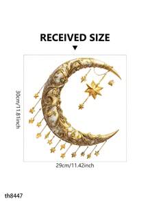 1 件伊斯兰风格墙壁月亮和星星墙贴 - 可移除自粘，适用于中东装饰墙壁、汽车、窗户、冰箱、门等宗教 - 金色 - 查看 8